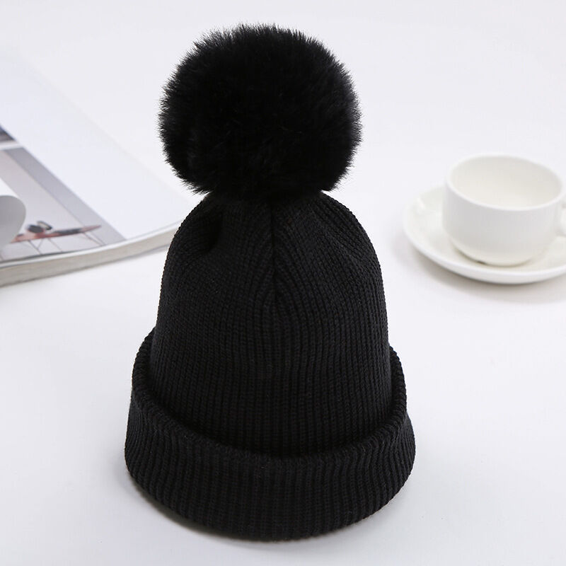 Cute Panda Hat Neck Cover Thick Velvet Beanie Knitted Wool Caps