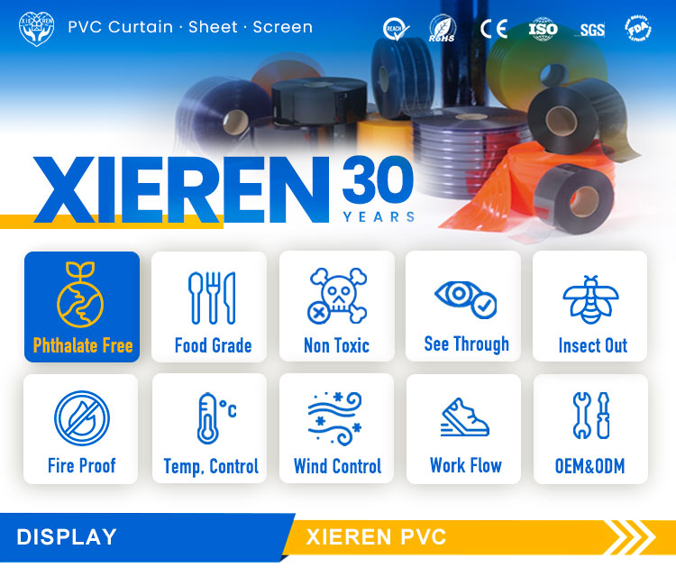 Water Proof 200mm 300mm 400mm Pvc Strip Curtain Roll Price 1.5