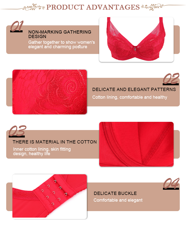 Buy Wholesale China Sexy Red Lace Full Cup Large V-shaped Side