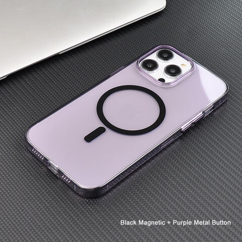 Coque iPhone 13 Mini revêtement métallique Magsafe transparent (violet) 