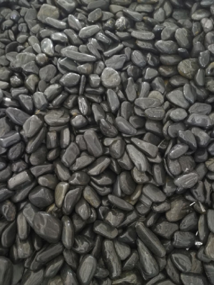 Polished Natural Stone Small Black Pebbles For Garden Decoration, Black ...