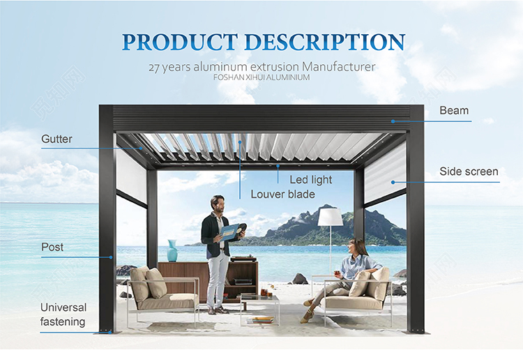 Terrace Roofing Patio Aluminum Louver Roof Pergola Coverings Canopy ...