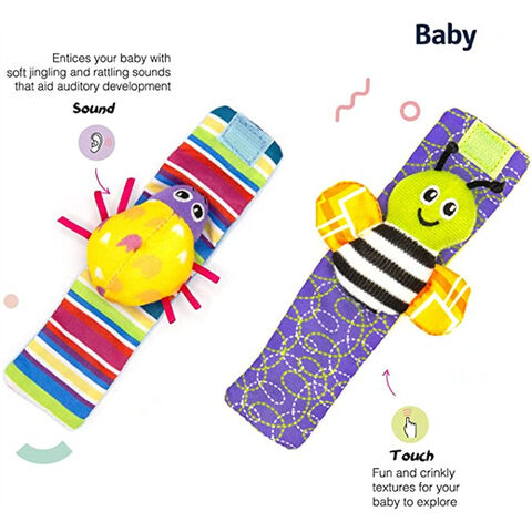 4pcs Baby Wrist Rattle Foot Finder Socks Set, Newborn Wristband and Leg  Ankle Soft Sensory Babies Toys, Cute Animal Bell Strap Development Gifts  for