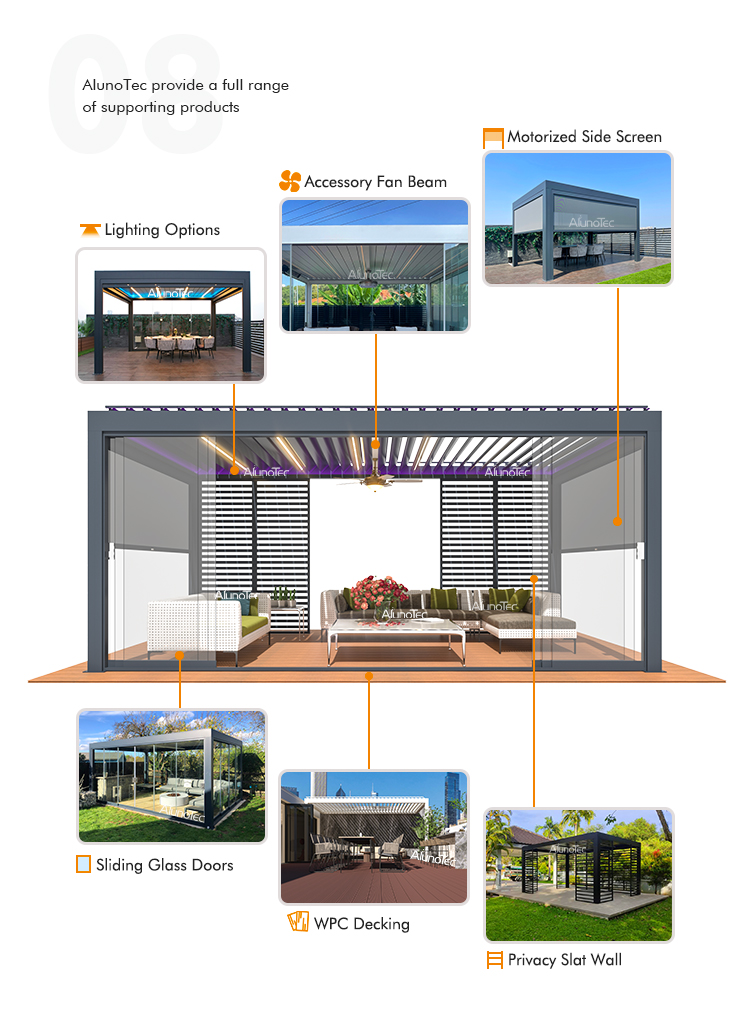 Waterproof Louver Roof System Kits Outdoor Gazebo Garden Bioclimatic ...