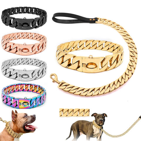 Customized Dog Collar Gold Big Dog Chains Pet Hip Hop Leads Kit Collars Choke Necklace Leash Bully Link Cuban Dog Chain Buy China Wholesale Big Dog Chains Necklace For Dogs Metal