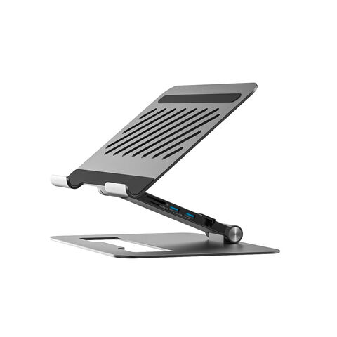 Dock USB Tipo C Duplo 4K 60Hz com Porta HDMI, Leitor SD/TF e Suporte Ergonômico Dobrável Ajustável para Laptop
