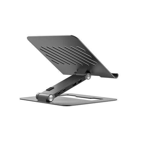 Dock USB Tipo C Duplo 4K 60Hz com Porta HDMI, Leitor SD/TF e Suporte Ergonômico Dobrável Ajustável para Laptop