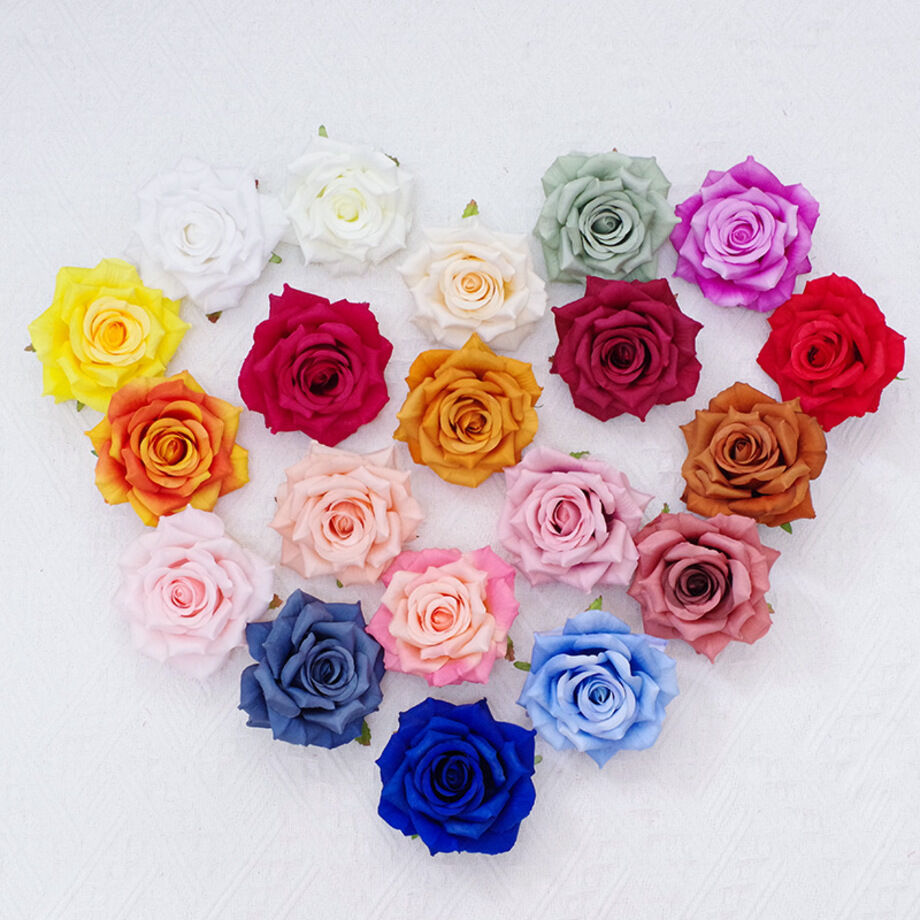 5 uds café Rosa Artificial de seda cabezas de flores decorativas