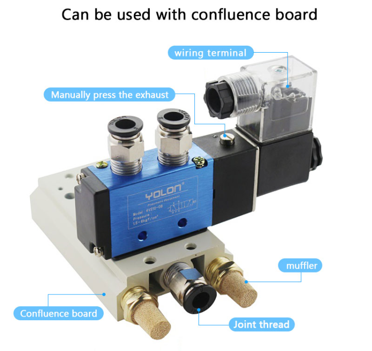 Produktbild von Woljay Pneumatikventil 4V210-08 DC 12V – 5/2-Wege, PT 1/4, Mit Anschlüssen Und Schalldämpfer
