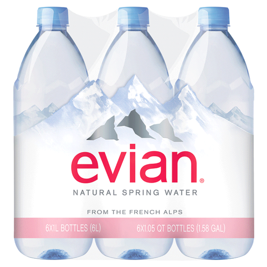 Evian Pure Natural Mineral Water Bottle, 1L X 12units