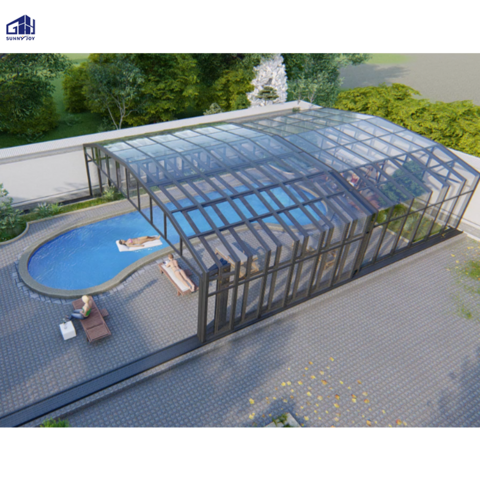 Sunnyjoy Sunroom Pool Enclosure With Retractable Ceiling Swimming Pool Cover  Aluminium - China Wholesale Customized Indoor Outdoor Retractable Roof Pool  $180 from Guangdong Chuangxiang Heyue Construction Technology Co., Ltd