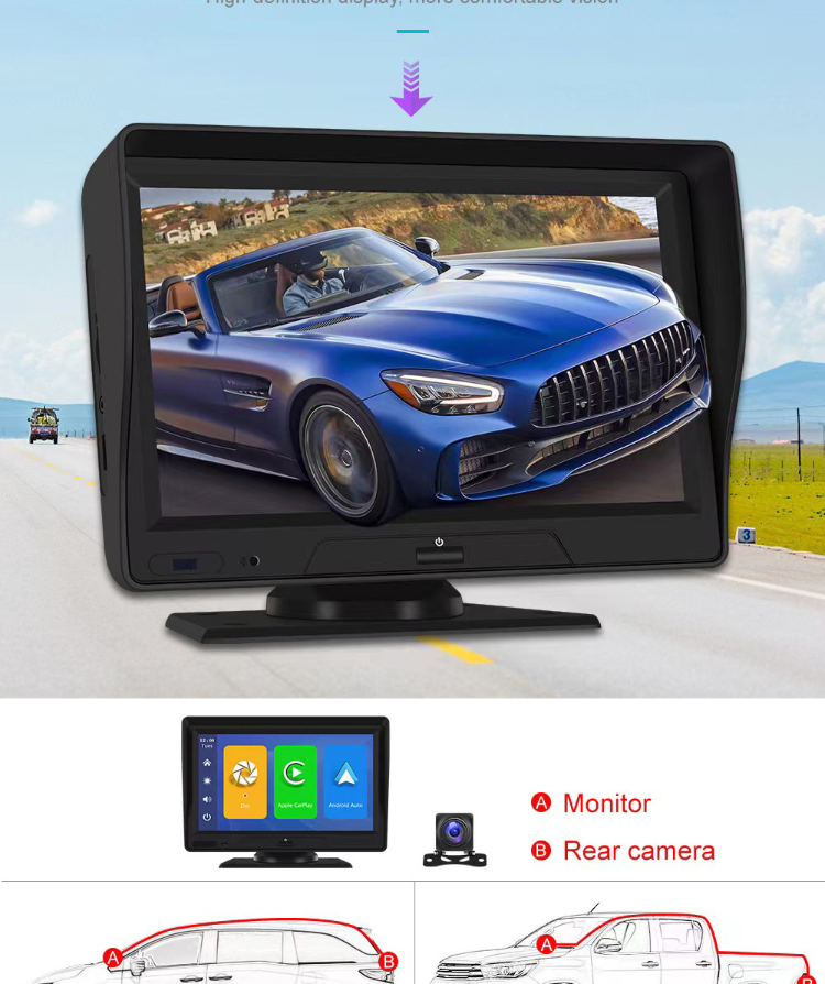 Android Car Screen Size Universal 7 Inch Wireless Carplay Android Auto Touch Screen With Gps ...