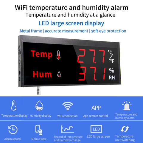 Capteur de température et d'humidité Wifi, thermomètre hygromètre  intelligent tuya avec écran LCD, compatible avec Alexa, alerte de  notification d'application, moniteur à distance Fo
