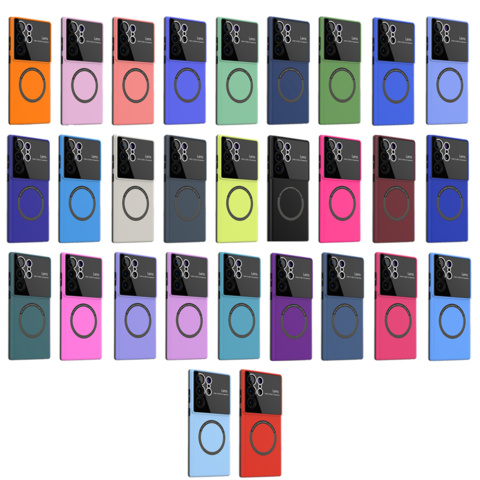 Funda de Teléfono con Inyección de Aceite 2 en 1, Slim Armor, Carga Inalámbrica Magnética, Lente Gran Angular para Samsung Galaxy S23 S22 S21 Ultra Plus