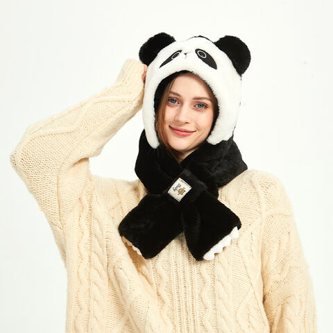 Acheter Panda motif chapeau femmes hiver chaud en peluche épais