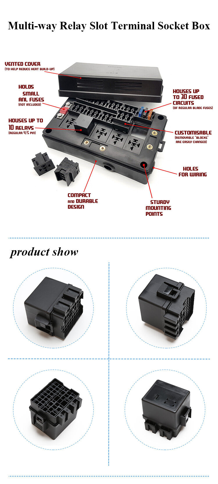 10 Slots 10 Way Modular Universal Power Relay Box With 32v 40a 2 Relays ...