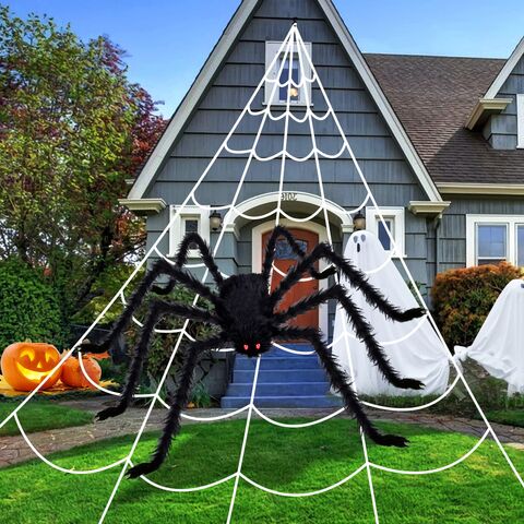 6 Packs Halloween Decorations Outdoor Clearance Halloween Spider Web Hanging Lighted Spider Outdoor Decorations for Halloween Birthday Party Gifts Sup