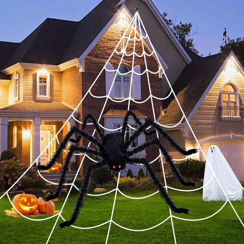 6 Packs Halloween Decorations Outdoor Clearance Halloween Spider Web Hanging Lighted Spider Outdoor Decorations for Halloween Birthday Party Gifts Sup