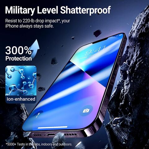  UltraGlass UNBREAK TOP 9H+ - Protector de pantalla de vidrio  para iPhone 15 Pro [cobertura completa y grado militar inastillable],  protector de pantalla de vidrio templado 15 Pro [más duradero] 