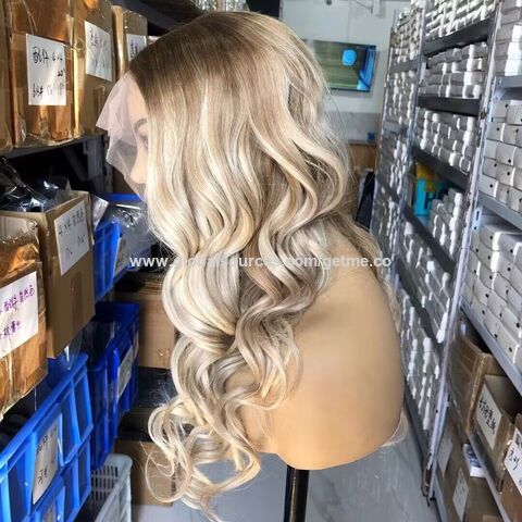 Sexy blonde ash bone beige straight h.d balayage lace front popular wig