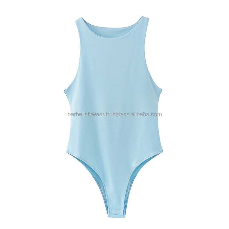 Blue Sleeveless Bodysuits for Women