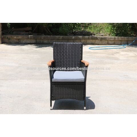 Ensemble de Mobilier de Jardin Besto1 + 4 en Bois et Osier avec Table Basse en Bois pour Véranda, Piscine, Balcon ou Jardin