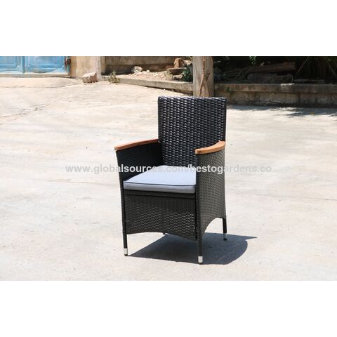 Ensemble de Mobilier de Jardin Besto1 + 4 en Bois et Osier avec Table Basse en Bois pour Véranda, Piscine, Balcon ou Jardin