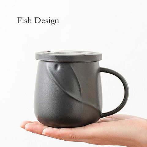 New Custom Engraved Logo 12oz Matte Black White Ember Ceramic Tea Mug With  Infuser And Lid - Buy New Custom Engraved Logo 12oz Matte Black White Ember  Ceramic Tea Mug With Infuser