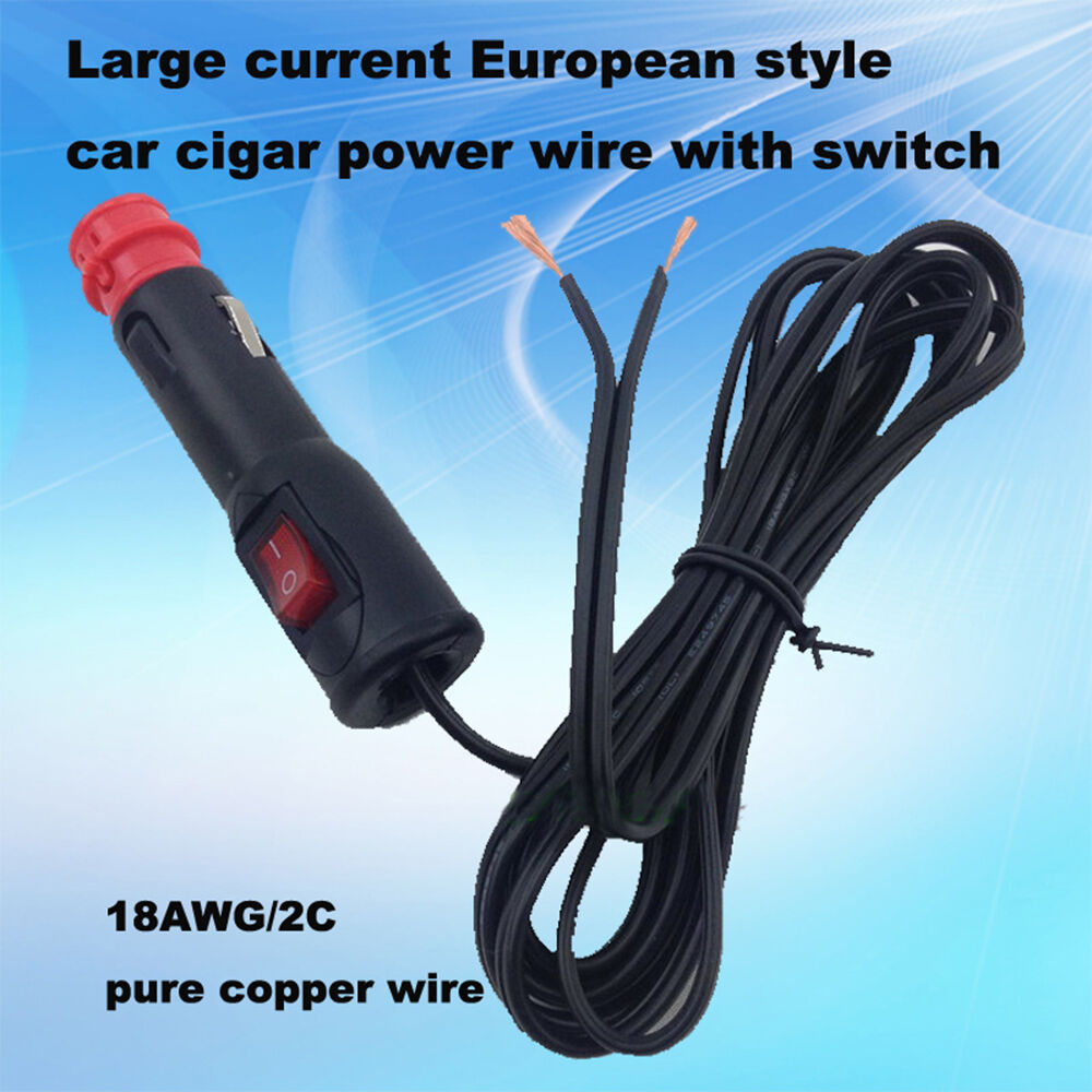 Car Car Cigarette Lighter Cable 1m/Trigger 18 AWG 10A Powe Cable Wire Cord