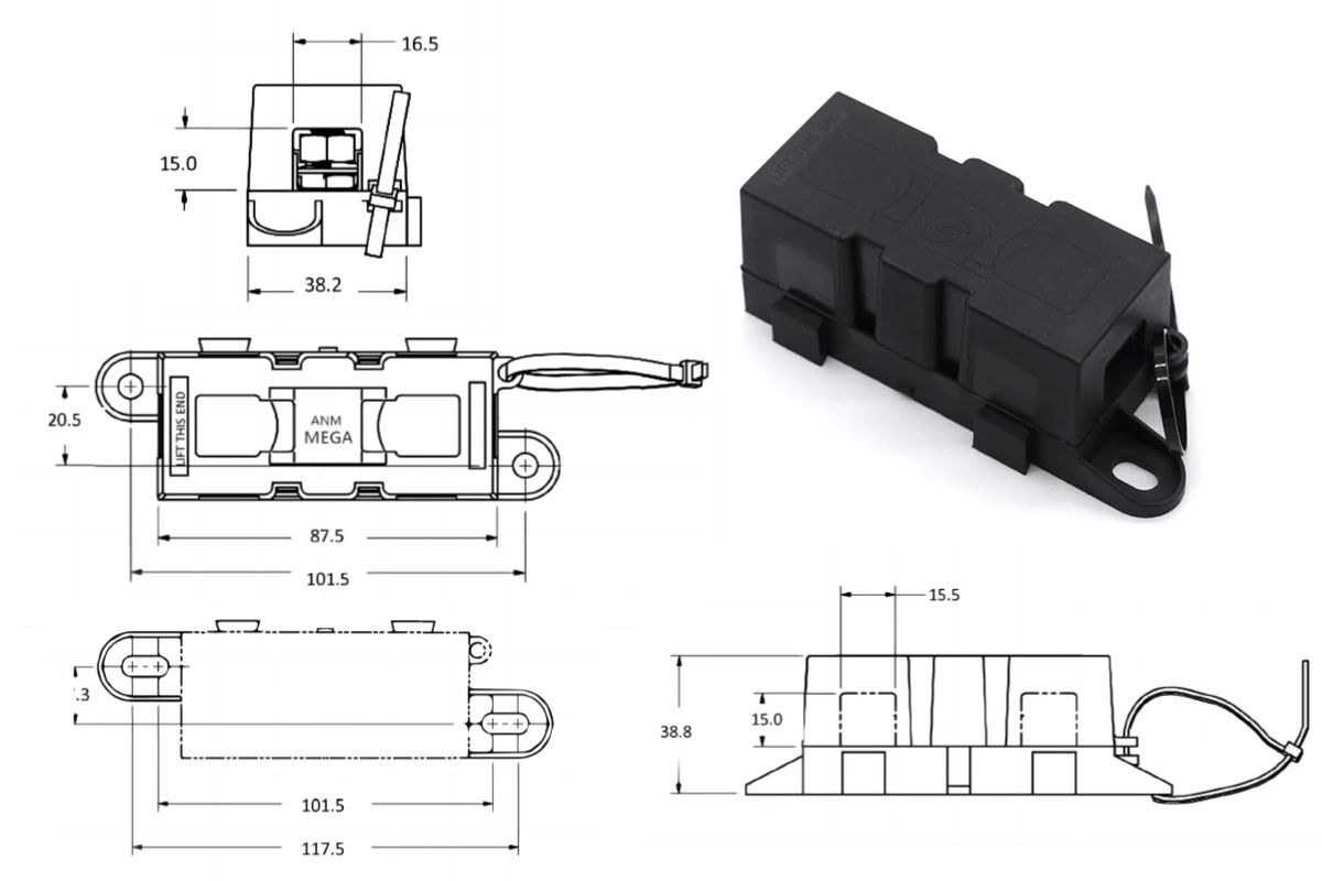 thumbnail image 2 of Bolt On Down Fuse Holder Anl Anm Mega Ans MIDI - Anl Fuse Holder And Anm Fuse Holder 2 of 13