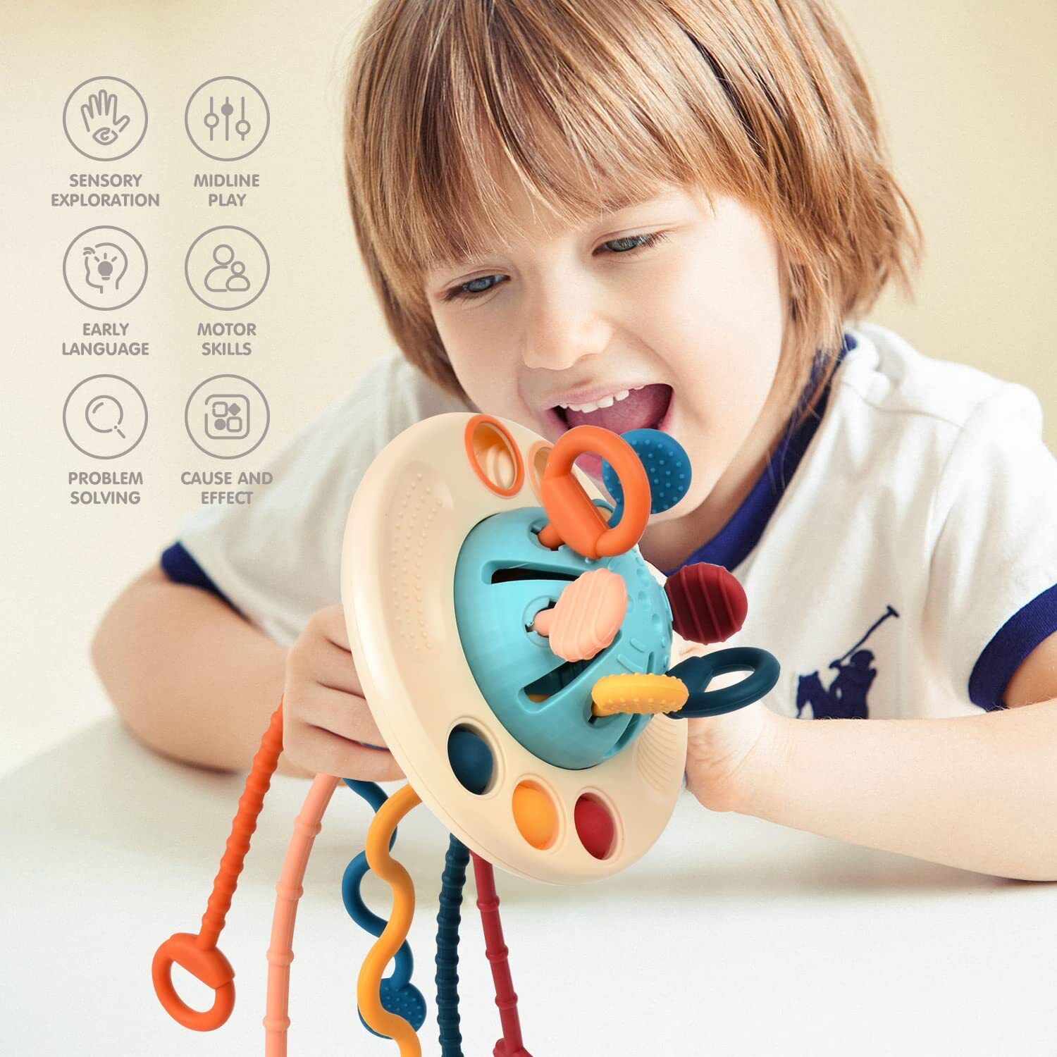 Brinquedo Bebê Montessori Puxa-Puxa Mordedor