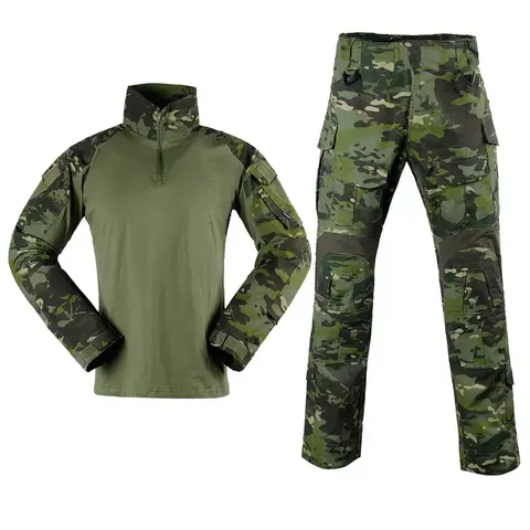 Traje militar negro para hombre y mujer, traje táctico de camuflaje, ropa  militar, uniforme táctico de