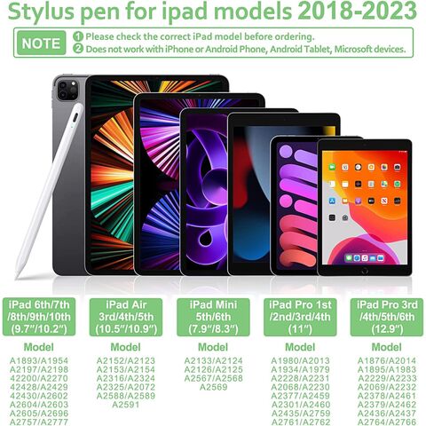 Lápiz óptico para iPad de 9ª generación 2018-2023, rechazo de palma, Apple  Pencil iPad Pro 11/12.9 Pro Gen 6, carga rápida, iPad Pen Air 10.9 - iPad