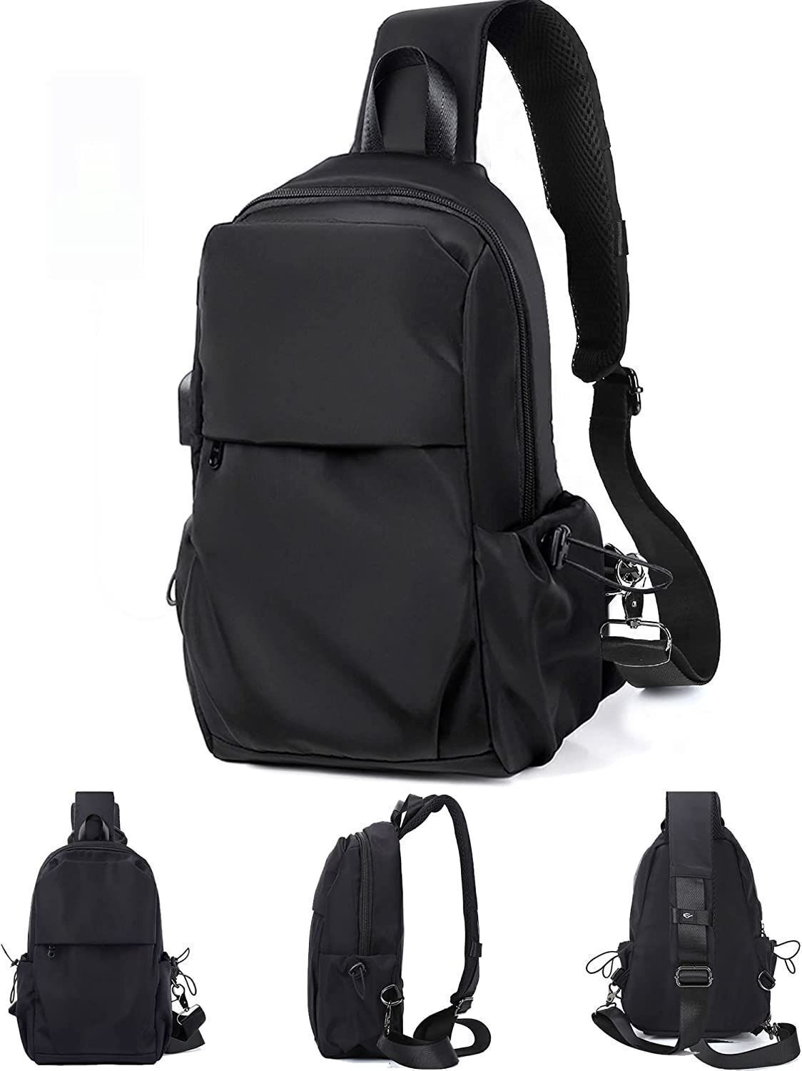 Mochila Fashion Bolso Pecho Cruzado Para Hombre Mujer Negro