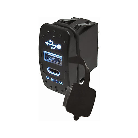 شاحن USB/ا مزدوج مقاوم للماء مع LED 12VDC/24VDC، متوافق لتوجيه RoHS