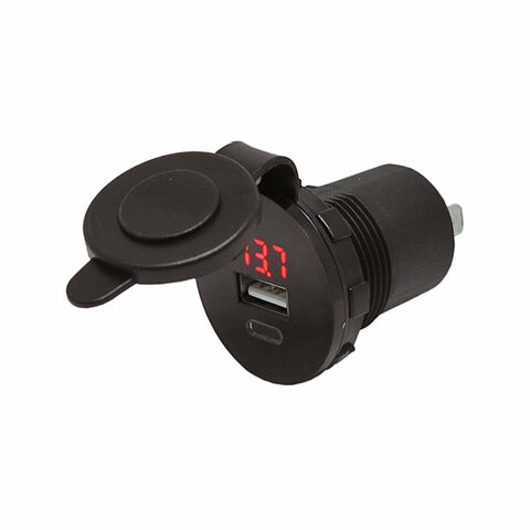 شاحن USB/ا مزدوج مقاوم للماء مع LED 12VDC/24VDC، متوافق لتوجيه RoHS