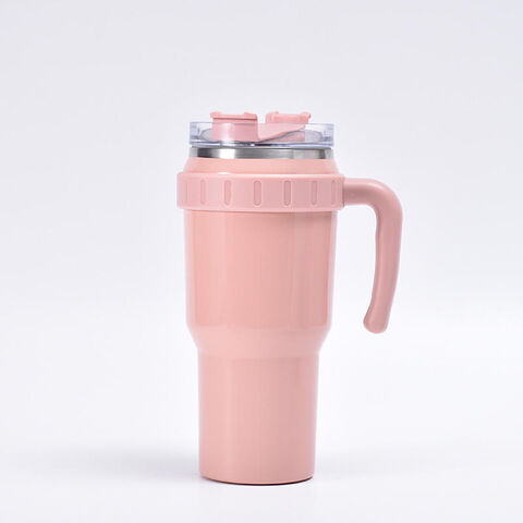 40 oz (ca. 1,2 l) Thermobecher mit Griff und Strohhalm, doppelwandig, Edelstahl, vakuumisoliert, Reisebecher mit Deckel