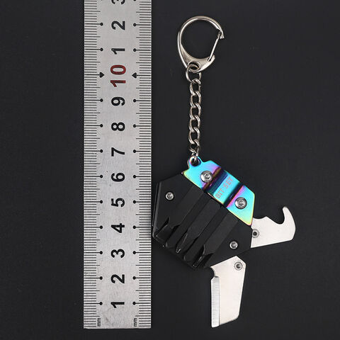 Portable Mini Metal Ruler 5cm Scale Key Pendant Keychain Measuring