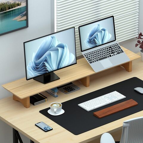 Soporte para monitor de madera con organizador de escritorio para