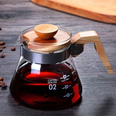 Glass Coffee Server with Wood Handle