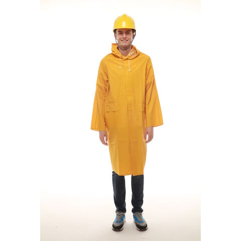 Pvc Raincoat Yellow Waterproof Heavy Duty Rain Coat For Adults Men