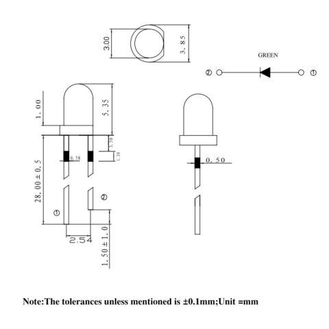 OEM 5000mcd LED verde de alta luminosidad con lente difusa de 3mm para montaje Through-hole