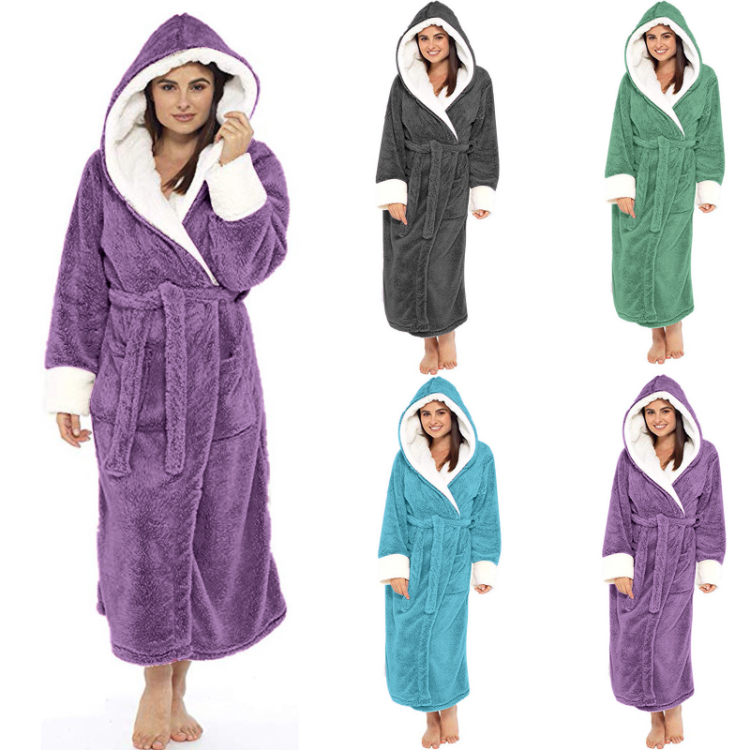 New Women Sleepwear Coral Fleece Winter Pajamas Packed Nightgown