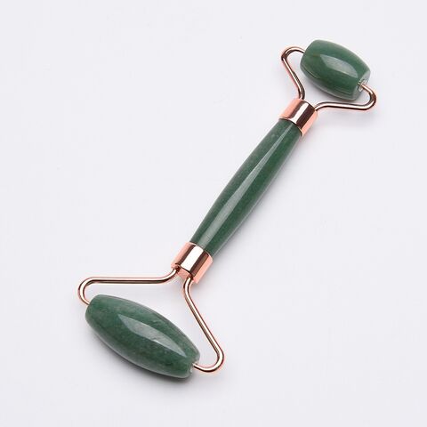 Rodillo de Jade de Cuarzo Rosa y Set de Gua Sha al por Mayor, Kit de Rodillo de Jade Antiedad, Set de Masaje de Piedra Guasha de Jade Natural