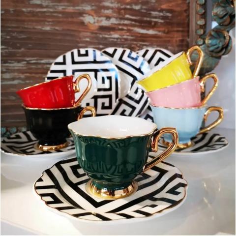 European Tea Cup Set - Luxury Porcelain with Nordic Design