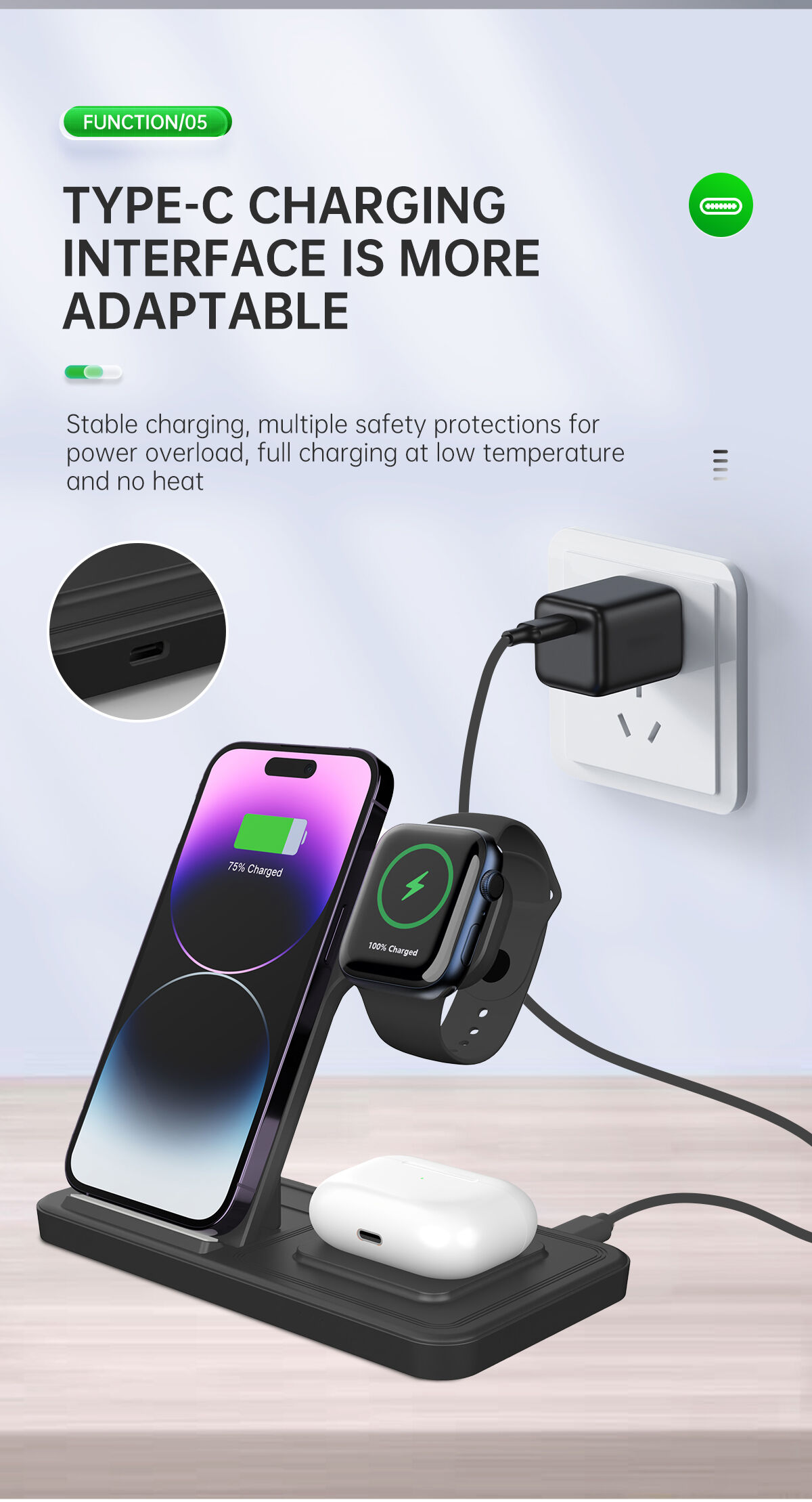 Creative Fast Wireless Charger Three-in-one Folding Bracket main image 0