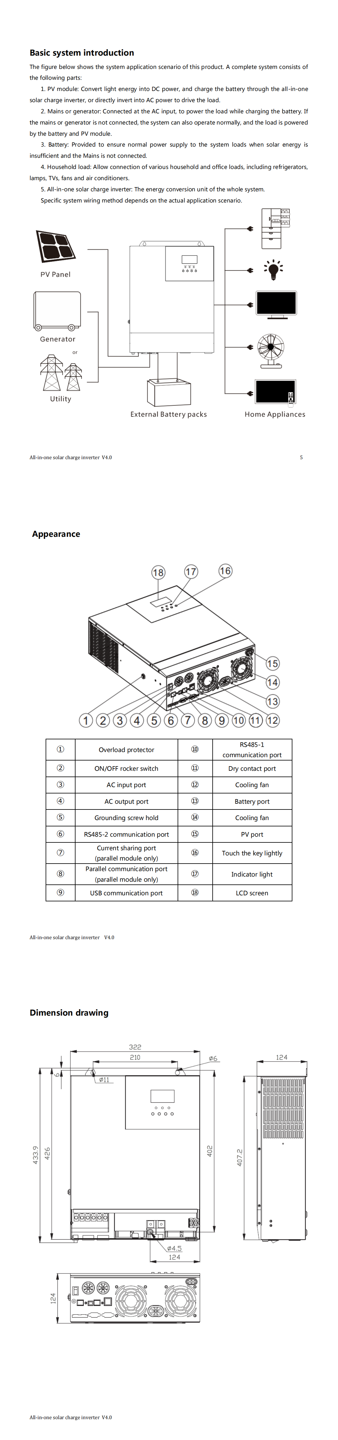 Oem Odm Hybrid Inverter 5kw Solar Inverter Power Charger System Single