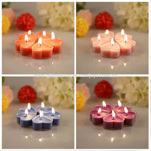 Bougies romantiques sans flammes en forme de cœur, 10 pièces