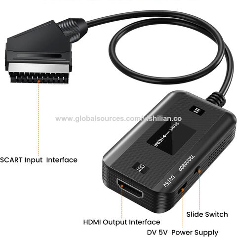SCART to HDMI Converter with HDMI Cable HD Adapter 720P 1080P Video Audio  Converter Adapte for