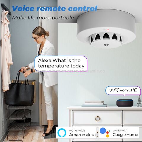 Détecteur de fumée intelligent WiFi compatible avec Google Home